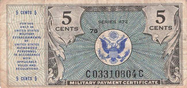 USA MPC Series 472 p.M15 5 Cents 1948 F